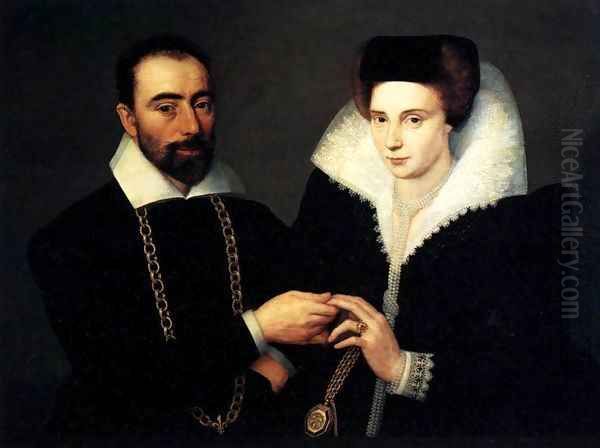 Portrait of a Couple 1610 Oil Painting by Anonymous Artist