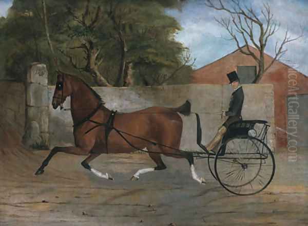 Portrait of a Gentleman in a Carriage 1850 Oil Painting by Anonymous Artist