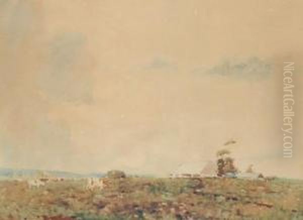 Cattle Grazing Oil Painting by Reginald Ward Sturgess