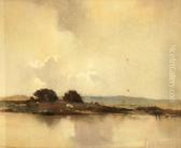 Lake Scene Oil Painting by Reginald Ward Sturgess