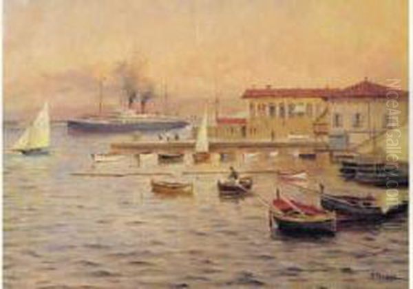 Bateaux Devant L'amirante D'alger Oil Painting by Michel Sturla