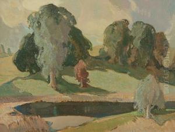 Trees And River by Alick Riddell Sturrock