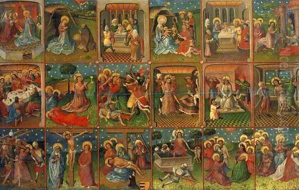 Eighteen Scenes from the Life of Christ 1435 Oil Painting by Anonymous Artist