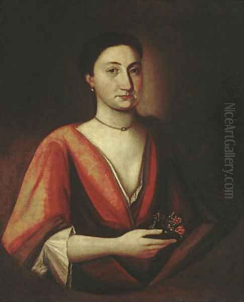 Portrait of a Lady (possibly Hannah Stillman) 1720 Oil Painting by Anonymous Artist