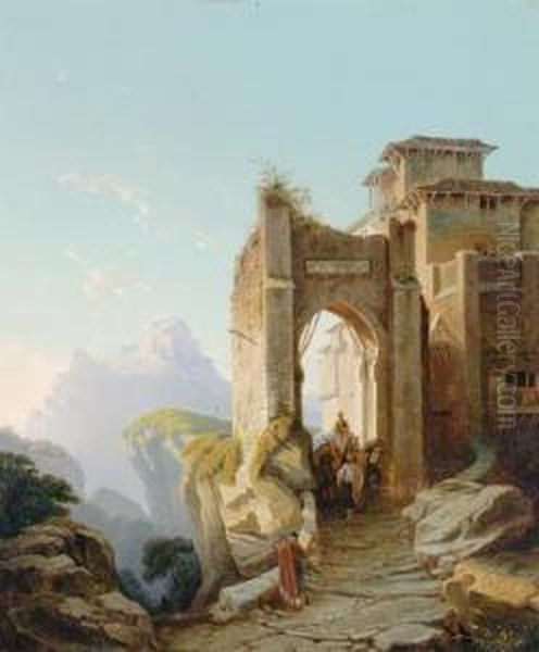 Die Alhambra In Granada Oil Painting by Karl Sturtzkopf