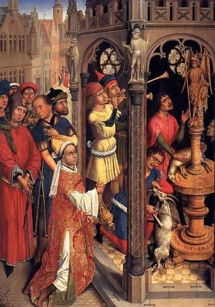 St Augustine Sacrificing to a Manichaean Idol 1480 Oil Painting by Anonymous Artist