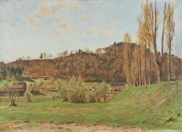 Am Rheingegenuber Rudlingen Oil Painting by Hans Sturzenegger