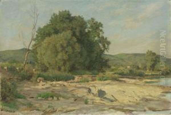 Am Rhein Bei Sackingen Oil Painting by Hans Sturzenegger