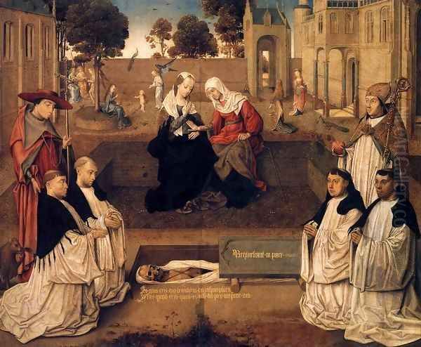 Four Canons with Sts Augustine and Jerome, with the Visitation 1500 Oil Painting by Anonymous Artist