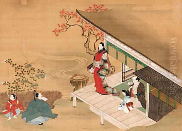 Visit to Kawachi, from Tales of Ise Oil Painting by Anonymous Artist