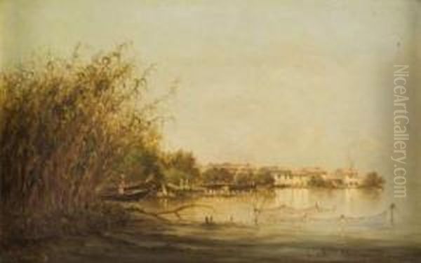 Pecheurs Sur L'etang De Berre Oil Painting by Joseph Suchet