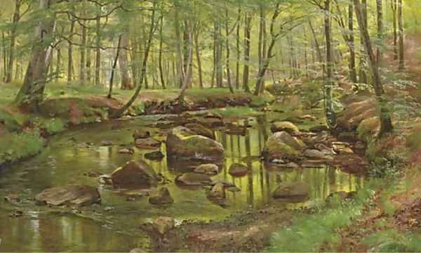 Mossy Rocks in a Stream Oil Painting by Carl Frederick Aagaard