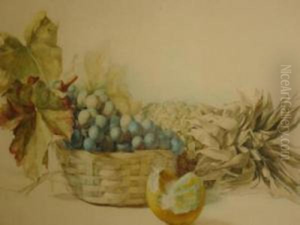 Still Life With Fruit In A Basket Oil Painting by Frank Suddards