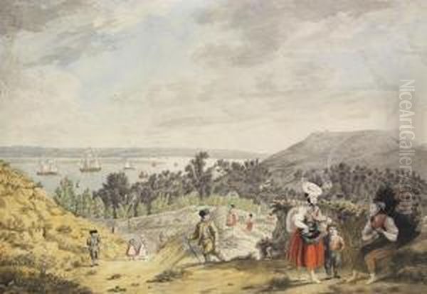 Blankenese Ander Elbe, 
Aussicht Von Herrn Klundersgarten Oil Painting by Christoph Suhr