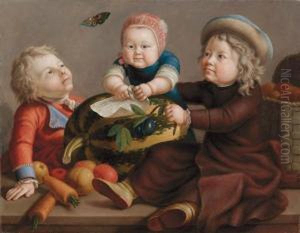 I Figli Del Pittore Oil Painting by Johann Heinrich Suhrland