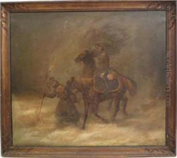 Soldats Allemands Dans La Neige Oil Painting by Carl Suhrlandt