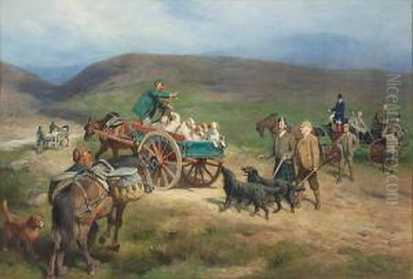 A Day's Grouse Shooting On The Glen Tanarestate, Aberdeenshire Oil Painting by Carl Suhrlandt