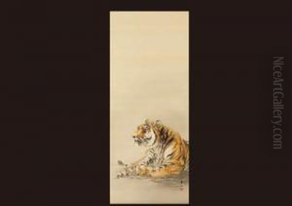 Tiger Oil Painting by Ohashi Suiseki