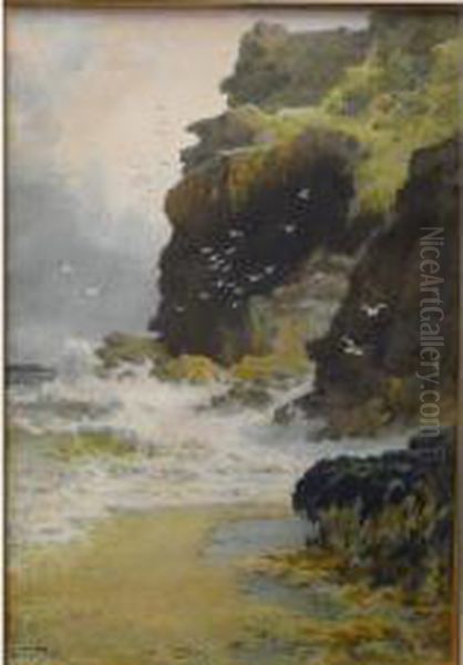 West Country Cliffs Oil Painting by Arthur Suker