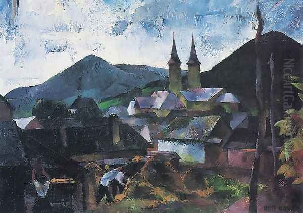 Felsobanya, 1925 2 Oil Painting by Vilmos Aba-Novak