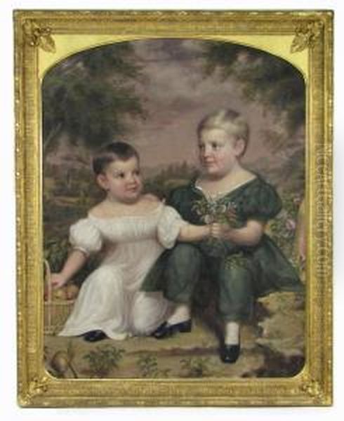 Portrait Of The Diamond Children Oil Painting by James Sullivan Lincoln