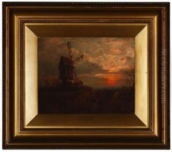 A Stormy Sunset Oil Painting by William Holmes Sullivan