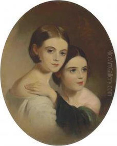 Maria And Emily Potter Oil Painting by Thomas Sully