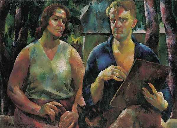 Kettos arckep (A muvesz es felesege),1925 Oil Painting by Vilmos Aba-Novak