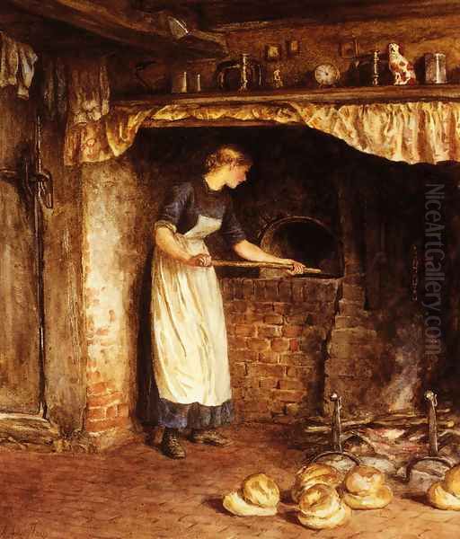 Baking Bread Oil Painting by Helen Mary Elizabeth Allingham