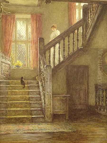 The Staircase, Whittington Court Oil Painting by Helen Mary Elizabeth Allingham