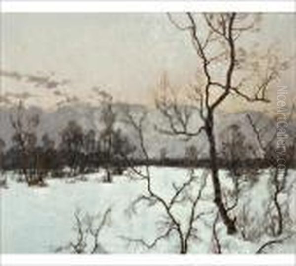 Winter Landscape Oil Painting by Thure Sundell