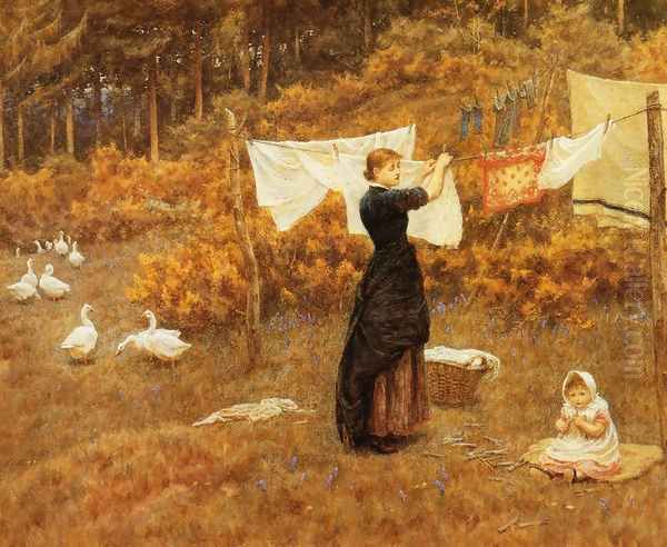 The Clothes Line Oil Painting by Helen Mary Elizabeth Allingham