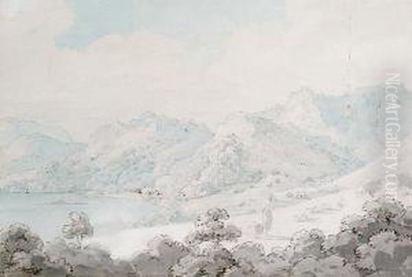 Ullswater Lake Towards Patterdale; And Ullswater From Glencoyne Oil Painting by Thomas Sunderland