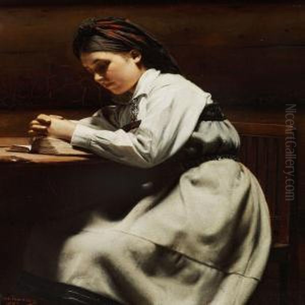 Young Girl Praying Oil Painting by Carl Frederik Sundt-Hansen