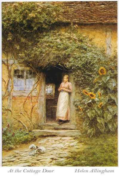 At the Cottage Door Oil Painting by Helen Mary Elizabeth Allingham