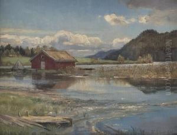 Elvelandskap Oil Painting by Thoralv Sundt-Ohlsen