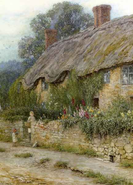 A Mother And Child Entering A Cottage Oil Painting by Helen Mary Elizabeth Allingham