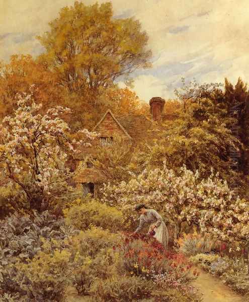 A Spring Garden Oil Painting by Helen Mary Elizabeth Allingham