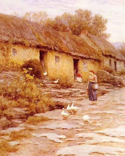 Irish Cottage Oil Painting by Helen Mary Elizabeth Allingham