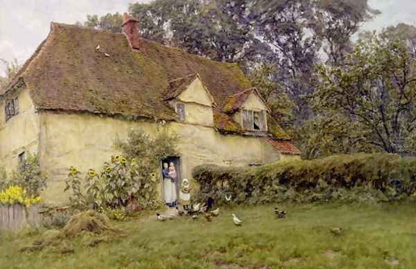 Feeding the Fowls Oil Painting by Helen Mary Elizabeth Allingham