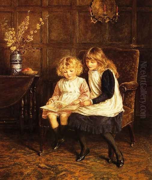 Reading Lesson Oil Painting by Helen Mary Elizabeth Allingham