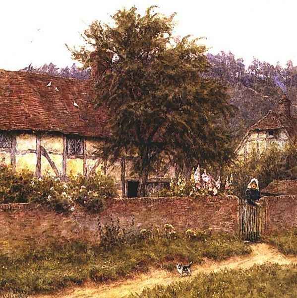 The Stray Kitten, c.1891 Oil Painting by Helen Mary Elizabeth Allingham