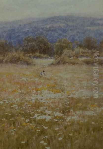 Picking Daisies at Westerham, Kent Oil Painting by Helen Mary Elizabeth Allingham