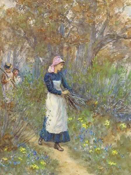 Gathering firewood Oil Painting by Helen Mary Elizabeth Allingham