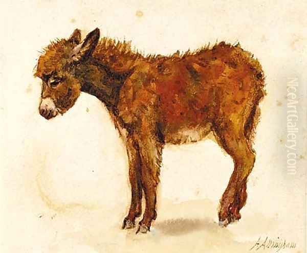 A study of a donkey recto and a study of a cornstook verso Oil Painting by Helen Mary Elizabeth Allingham