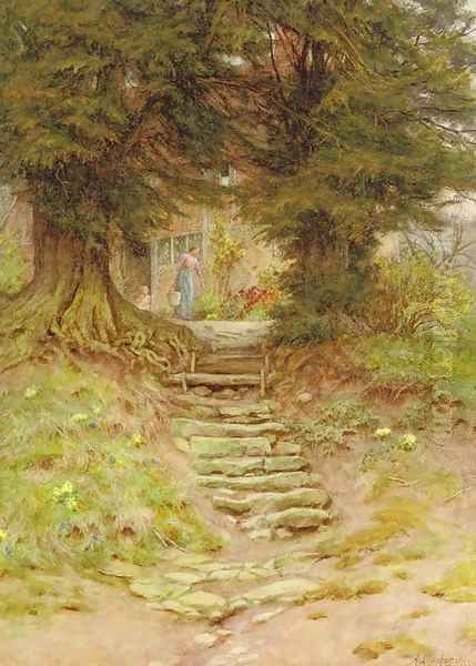 A cottage near Crocken Hill, Kent Oil Painting by Helen Mary Elizabeth Allingham