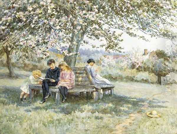 The apple tree seat Oil Painting by Helen Mary Elizabeth Allingham