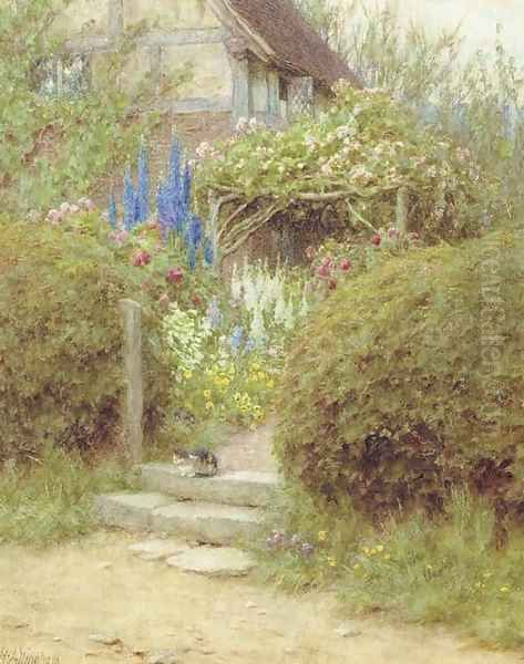 A Cottage Gate, West Horsley, Surrey Oil Painting by Helen Mary Elizabeth Allingham