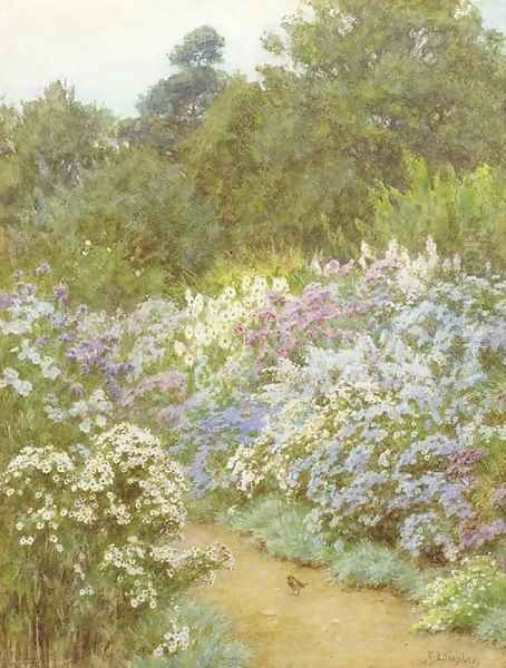 Michaelmas Daisies, Munstead Wood, Godalming, Surrey Oil Painting by Helen Mary Elizabeth Allingham