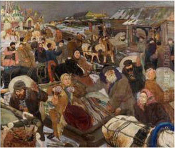 Russische Dorfszene Im Winter Oil Painting by Vasilij Ivanovic Surikov